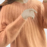 Georgina™ - Camisola de gola redonda com gola felpuda
