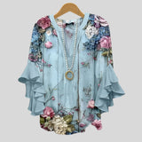 Iara™ - Blusa Estampada com e Mangas de Folhos