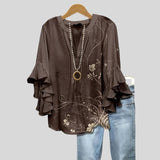 Iara™ - Blusa Estampada com e Mangas de Folhos