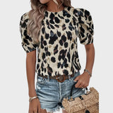 Micaela™ - Blusa Leopardo e Mangas Balão