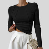 Cátia™ - Camisola Canelada com Costuras Visíveis