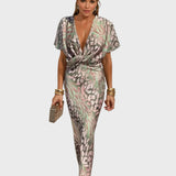 Alzira™ - Vestido Twisted com Decote em V Drapado