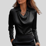 Diana™ - Blusa com brilho luxuoso e decote dobrado