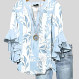 Iara™ - Blusa Estampada com e Mangas de Folhos