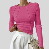 Cátia™ - Camisola Canelada com Costuras Visíveis