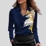 Diana™ - Blusa com brilho luxuoso e decote dobrado