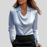 Diana™ - Blusa com brilho luxuoso e decote dobrado