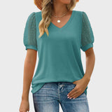 Melissa™ - Blusa com decote em V e mangas transparentes