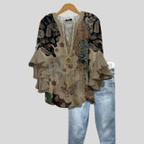Iara™ - Blusa Estampada com e Mangas de Folhos