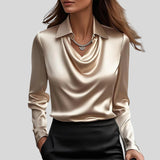 Diana™ - Blusa com brilho luxuoso e decote dobrado