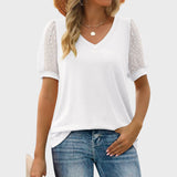 Melissa™ - Blusa com decote em V e mangas transparentes