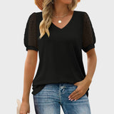 Melissa™ - Blusa com decote em V e mangas transparentes
