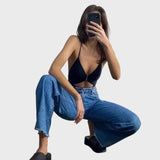 Luciana™ - Calças Jeans Reta Wide Leg