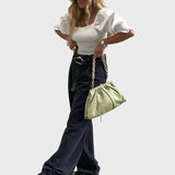 Luciana™ - Calças Jeans Reta Wide Leg
