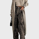 Graça™ - Calças de ganga padrão leopardo