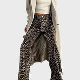 Graça™ - Calças de ganga padrão leopardo