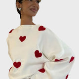 Florença™ - Camisola de Corações Bordados em Malha