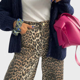 Carminho™ - Calças Mom Fit com Padrão Leopardo