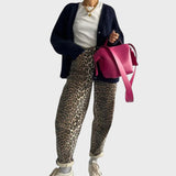 Carminho™ - Calças Mom Fit com Padrão Leopardo
