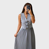 Celeste™  - Conjunto Elegante De Duas Peças Sem Mangas