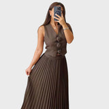 Celeste™  - Conjunto Elegante De Duas Peças Sem Mangas