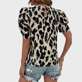 Micaela™ - Blusa Leopardo e Mangas Balão