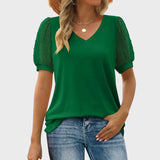Melissa™ - Blusa com decote em V e mangas transparentes