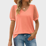 Melissa™ - Blusa com decote em V e mangas transparentes