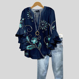 Iara™ - Blusa Estampada com e Mangas de Folhos