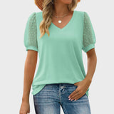 Melissa™ - Blusa com decote em V e mangas transparentes
