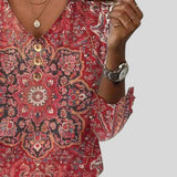 Odete™ - Blusa Estampada Estilo Boho com Decote em V