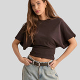 Mia™ - Camisola de Manga Morcego e Efeito Cropped