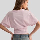 Mia™ - Camisola de Manga Morcego e Efeito Cropped
